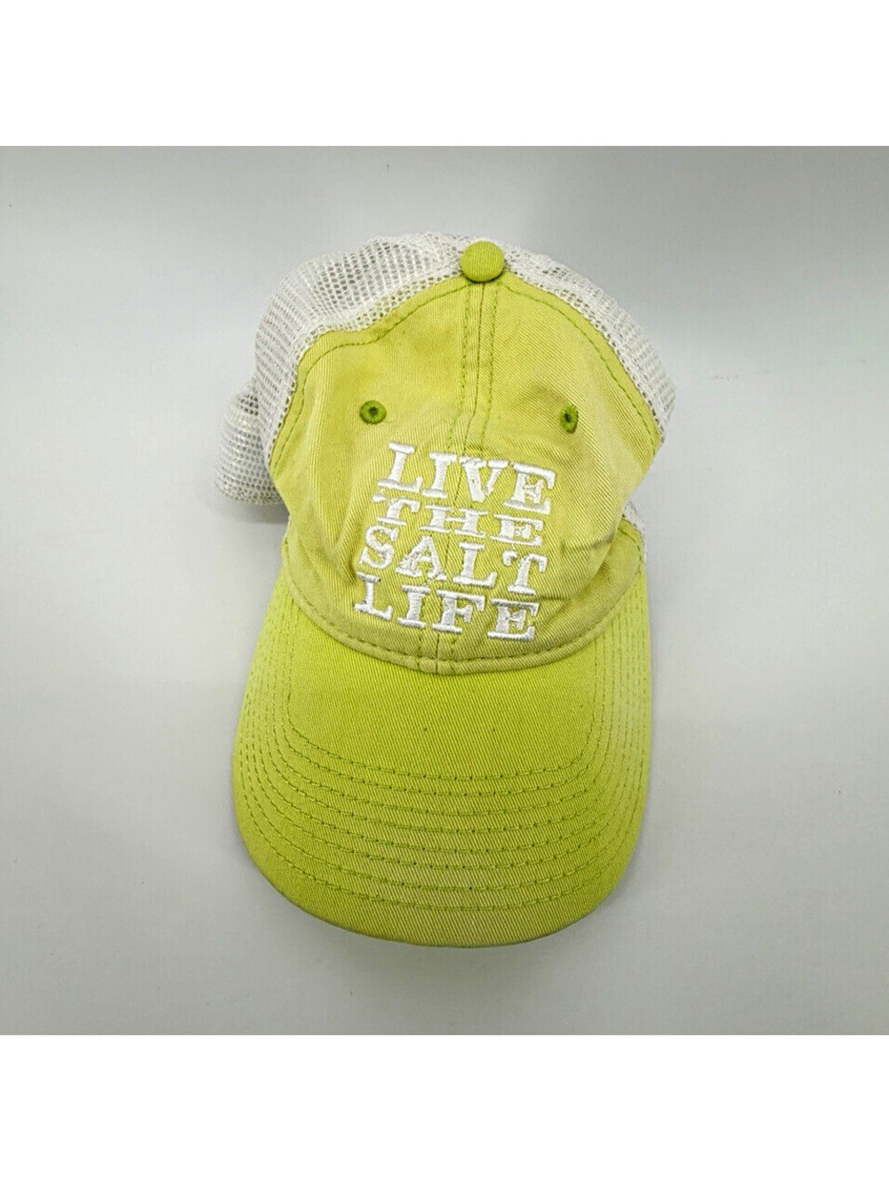 Salt Life Live The Salt Life Lime Green White Mesh Trucker Hat Adjustable